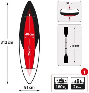 dimensions kayak gonflable Intex Explorer K2